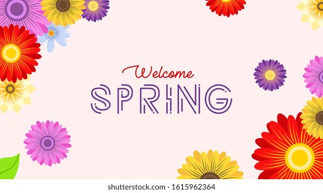 Spring background illustration vector. Flowers of spring background