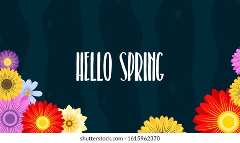 Spring background illustration vector. Flowers of spring background