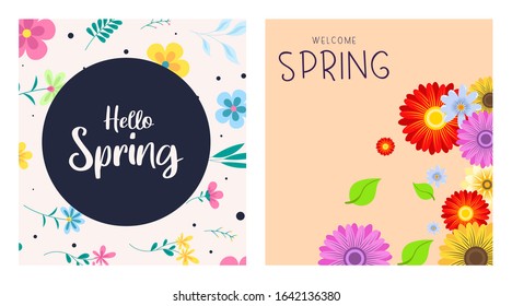 Spring background illustration vector in pack. Seasonal background can be use as web banner, etc.