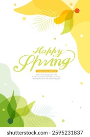 Spring background illustration with yellow and green petals
