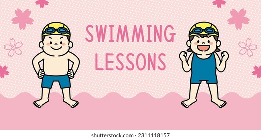 Spring Background Image with Kids Swimming Lessons