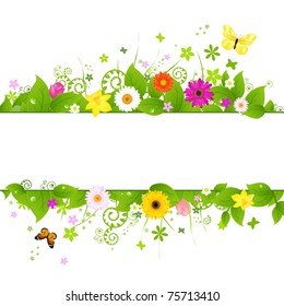 Spring Background, Isolated On White Background, Vector Illustration