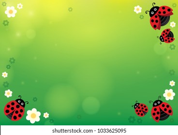Fondo de primavera con ladybugs 1 - ilustración vectorial eps10.