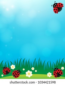 Spring background with ladybugs 3 - eps10 vector illustration.