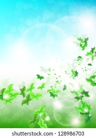 Spring Background with leaf Butterflies on a fresh background