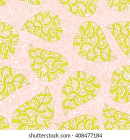 Spring background. Leaf green seamless pattern 