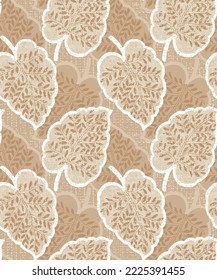 Spring background. Leaf seamless pattern,Seamless pattern of hand drawn sketch style.Tropical fern.Vector illustration isolated on white background