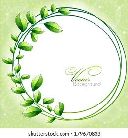 Spring background with leaves and round place for text