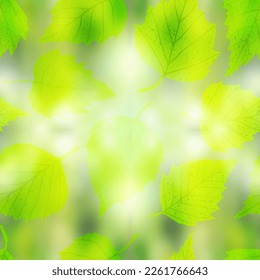 Spring background from leaves, seamless pattern, vector design