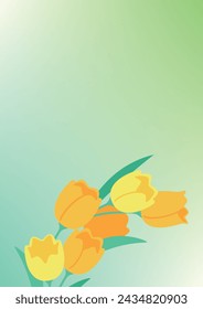Spring background material, bouquet of yellow tulips