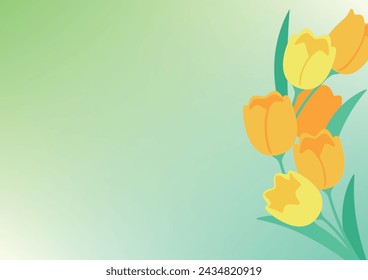 Spring background material, bouquet of yellow tulips