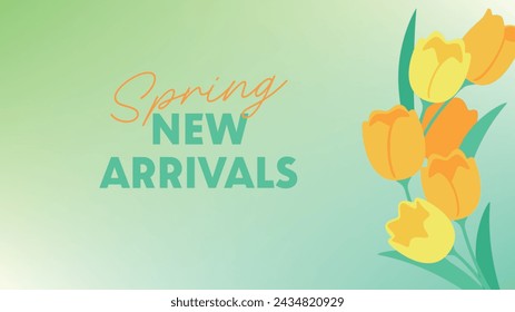 Spring background material, bouquet of yellow tulips