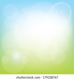 Spring background - meadow and lights, vector illustration