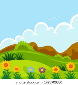 Spring background with modern design concept for landing page, drawing book cover, wallpaper. trendy flat illustration