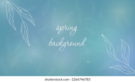 spring background with outline elegant leaves and color blurs