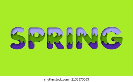 Spring Background. Paper Cut Text Effect. Vector Illustration.