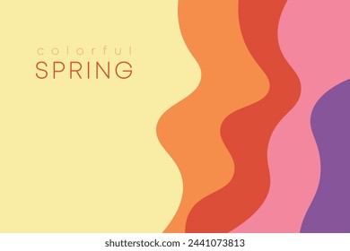 Fondo de primavera con ondas de papel y costa para banner, invitación, póster o diseño de sitio web. Estilo de corte de papel,