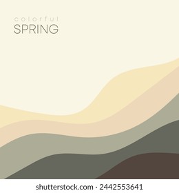 Spring background with paper waves and seacoast for banner, invitation, poster or web site design. Paper cut style,