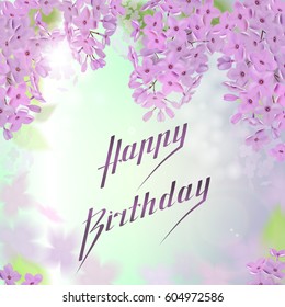 Spring background with pink and purple flowers of lilac. Can be used for background, wallpaper, greeting card web banner.