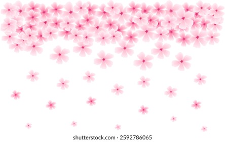 Spring background with sakura flowers. Vector illustration of floral branches pink color for warming season