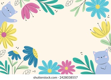 Spring Background. Spring season background. Cartoon Vector illustration design for Poster, Banner, Flyer, Greeting, Card, Cover, Post, Promotion. beautiful and colorful plants, leaves and flowers.
