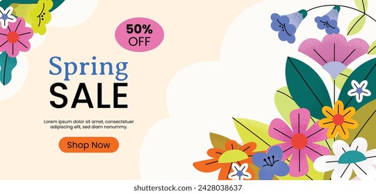 Spring Background. Spring season background. Cartoon Vector illustration design for Poster, Banner, Flyer, Greeting, Card, Cover, Post, Promotion. beautiful and colorful plants, leaves and flowers.