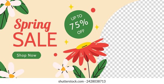 Spring Background. Spring season background. Cartoon Vector illustration design for Poster, Banner, Flyer, Greeting, Card, Cover, Post, Promotion. beautiful and colorful plants, leaves and flowers.