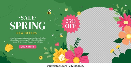 Spring Background. Spring season background. Cartoon Vector illustration design for Poster, Banner, Flyer, Greeting, Card, Cover, Post, Promotion. beautiful and colorful plants, leaves and flowers.