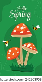 Spring Background. Spring season background. Cartoon Vector illustration design for Poster, Banner, Flyer, Greeting, Card, Cover, Post, Promotion. beautiful and colorful plants, leaves and flowers.