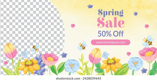Spring Background. Spring season background. Cartoon Vector illustration design for Poster, Banner, Flyer, Greeting, Card, Cover, Post, Promotion. beautiful and colorful plants, leaves and flowers.