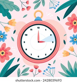 Spring Background. Spring season background. Cartoon Vector illustration design for Poster, Banner, Flyer, Greeting, Card, Cover, Post, Promotion. beautiful and colorful plants, leaves and flowers.