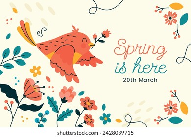 Spring Background. Spring season background. Cartoon Vector illustration design for Poster, Banner, Flyer, Greeting, Card, Cover, Post, Promotion. beautiful and colorful plants, leaves and flowers.