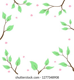 Spring background. Season flowers and leaves on tree branches. Spring illustration like a design element for invitation, greeting card, print, poster, sale, offers. Vector