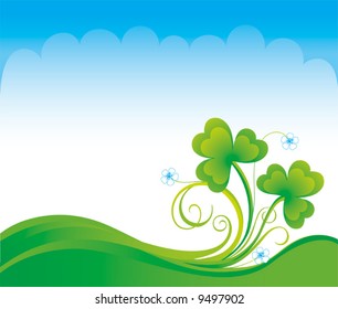 Spring background with shamrock