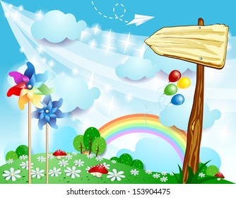 Spring background with sign, vector