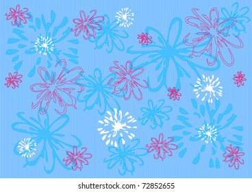 Spring background with silhouettes of the fuzzes and flowers