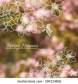 Spring background. Sketch on the background image/ Vector illustration
