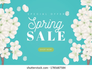 spring background with soft petals fluttering