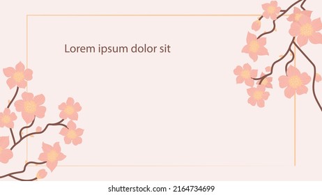 Frühjahrshintergrund-Vorlage mit Sakura-Blumenrahmen und Textraum