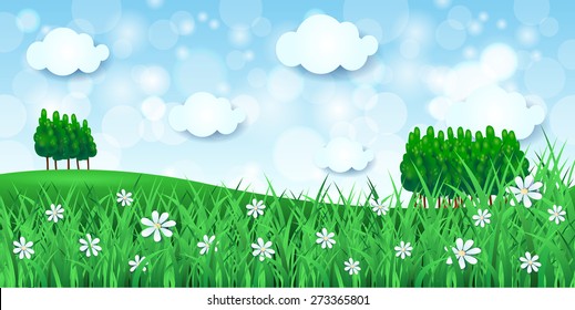 Spring background with trees, vector eps10