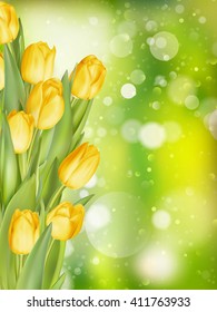 Spring background with tulips. EPS 10 vector 