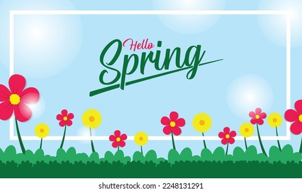 spring background with typographic design and vectorial flowers