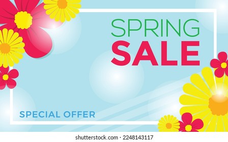 spring background with typographic design and vectorial flowers