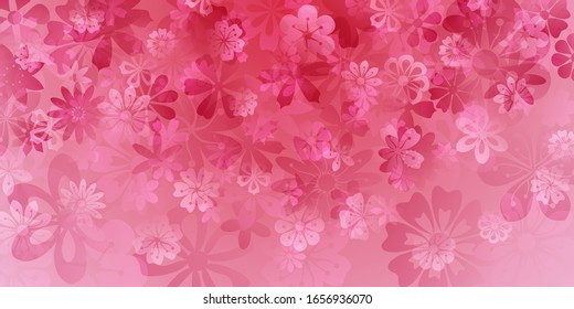 Spring background of various flowers in pink colors