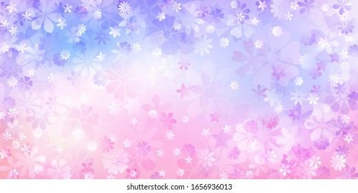 Spring background of various flowers in purple colors