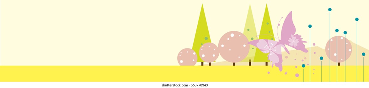 Spring background where butterflies flutter