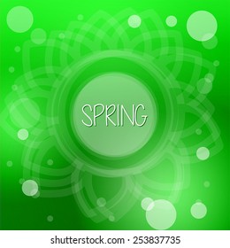 spring background with white flower and dots over green gradient, vector