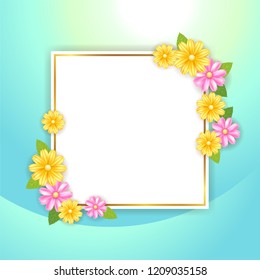 Spring banner background with flower frame in vector illustration