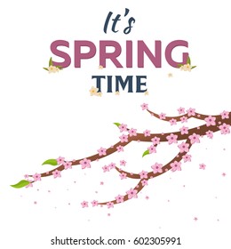 Spring banner. Background with sakura. Vector illustration