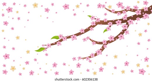 Spring banner. Background with sakura. Vector illustration